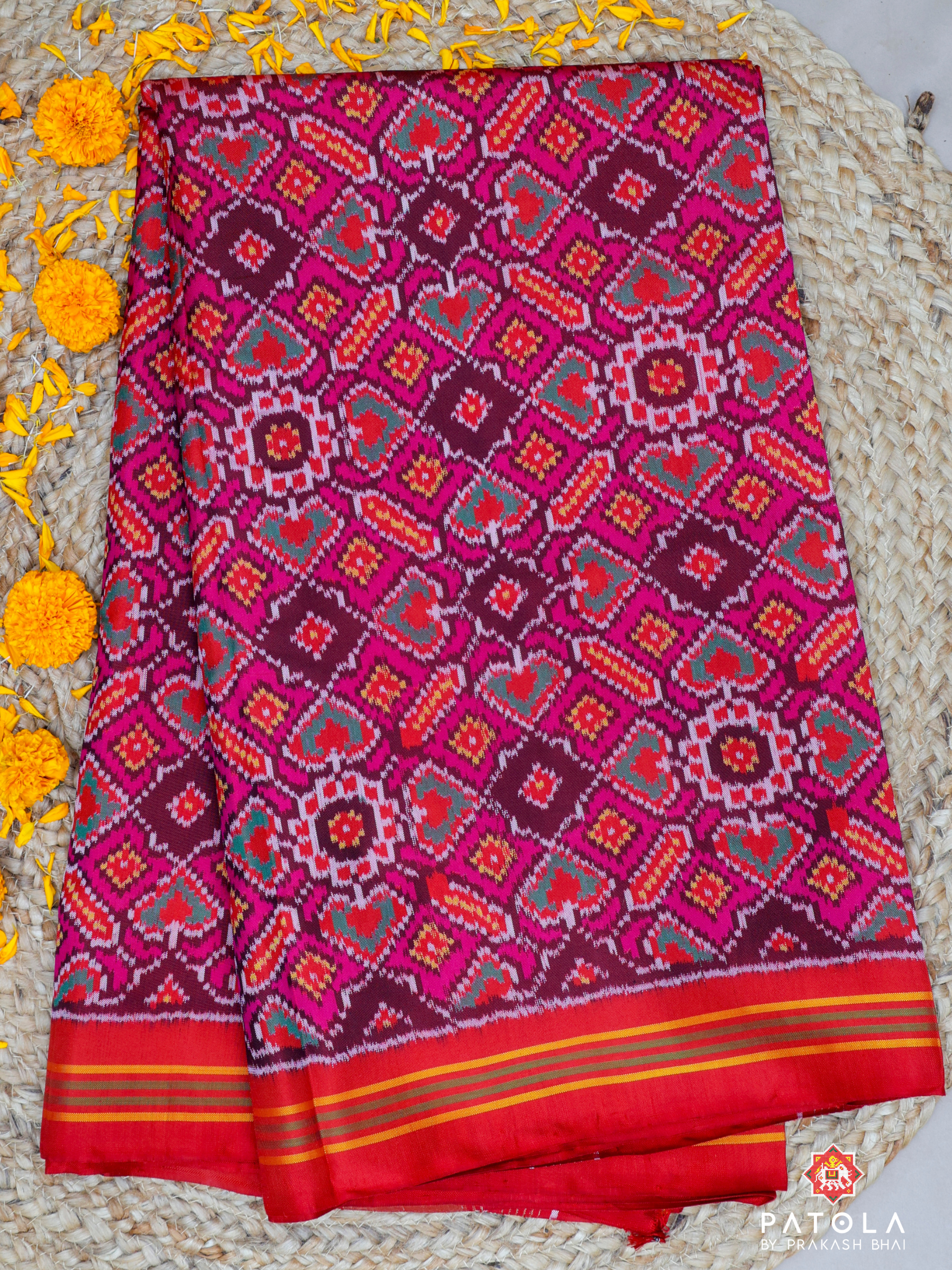 Panchanda Manekchowk Mix Design Semi Double Ikat Patola Saree